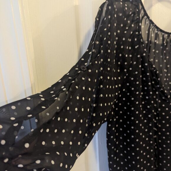 Maurices black and white polka dot top - L - Picture 4 of 5
